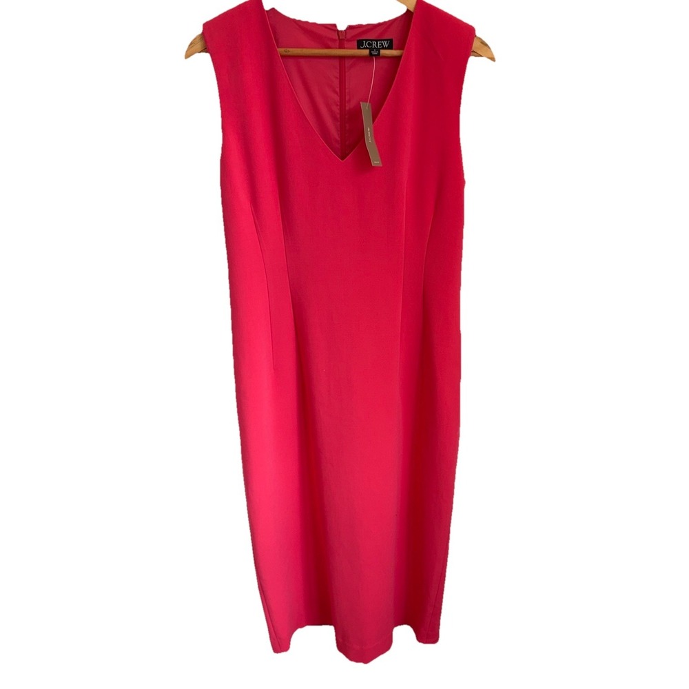 J.Crew Interview Dress Four-Season Stretch Midi Raspberry Pink Sorbet Size 8 NWT